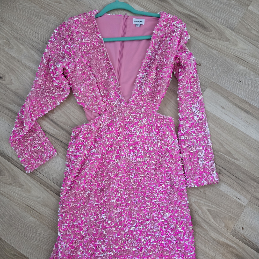 Pink Sequin Mini Dress